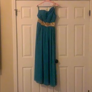 Floor length one shoulder gown